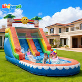 WS-003 Commercial Water Slide for Adults 【 Water Slides& Big Water Pool】, 100% PVC Inflatable Adult Water Slides with Blower, Giant Blow Up Water Slide Backyard Outdoor