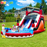 WS-007 Pirate Themed Inflatable Water Slide with Splash Pool Commercial Grade Backyard Party Bounce Slide for Kids