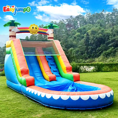 WS-003 Commercial Water Slide for Adults 【 Water Slides& Big Water Pool】, 100% PVC Inflatable Adult Water Slides with Blower, Giant Blow Up Water Slide Backyard Outdoor
