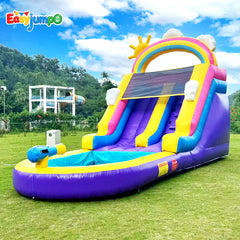 WS-004 Inflatable Water Slide Commercial Grade: Water Bounce House for Adults & Teenagers - Big Pool, Premium PVC, Rainbow Style, Wet & Dry, With Blower for Backyard Outdoor Birthday Party