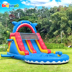 WS-002 Commercial Grade Water Slide for Kids Adults, (Double Slides) (Heavy Duty Full PVC) (Large Airtight Water Pool), (UL Blower), Inflatable Waterslide for Backyard, Outdoor Blow up Park