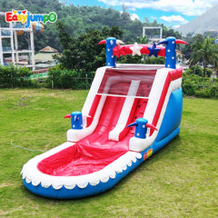 WS-006 Inflatable Water Slide for Adults Kids with Double Slides, 100% PVC Commercial Bounce House with Blower, Big Splash Pool,Blow up Water Slide for Backyard