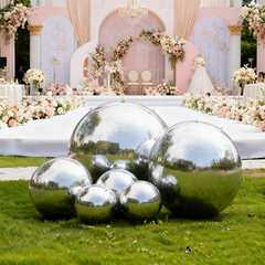 1pcs Inflatable Mirror Ball Reusable Mirror Ball Inflatable Large Event Decoration Hanging Disco Ball for Party, Wedding Outdoor Holiday Decor - No Pump Included (Sliver, 1.6ft)