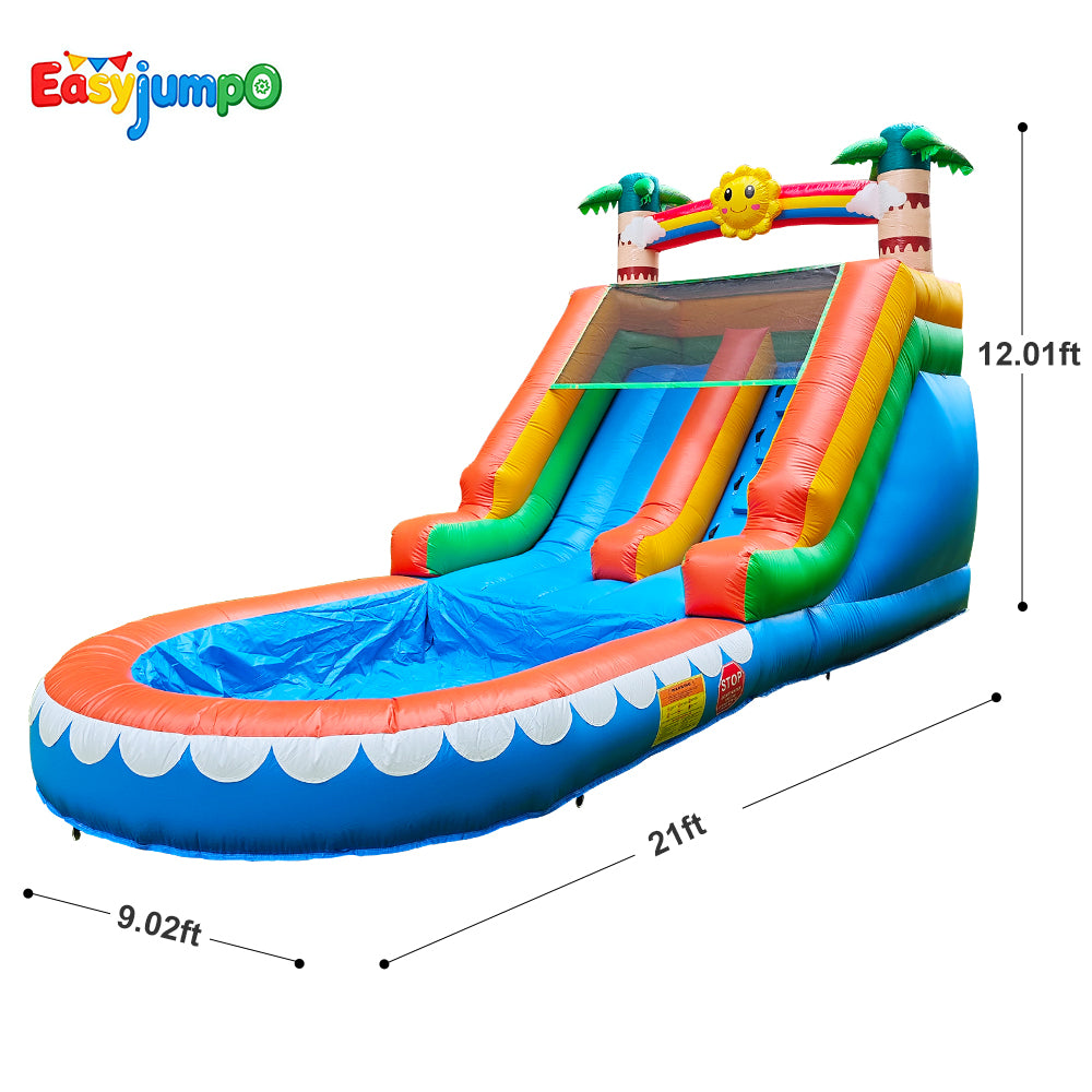 WS-003  Commercial Water Slide for Adults 【 Water Slides& Big Water Pool】, 100% PVC Inflatable Adult Water Slides with Blower, Giant Blow Up Water Slide Backyard Outdoor