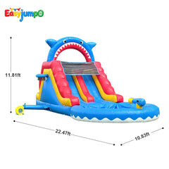 WS-002 Commercial Grade Water Slide for Kids Adults, (Double Slides) (Heavy Duty Full PVC) (Large Airtight Water Pool), (UL Blower), Inflatable Waterslide for Backyard, Outdoor Blow up Park