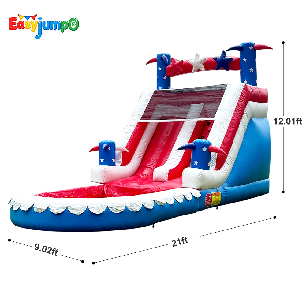 WS-006 Inflatable Water Slide for Adults Kids with Double Slides, 100% PVC Commercial Bounce House with Blower, Big Splash Pool,Blow up Water Slide for Backyard