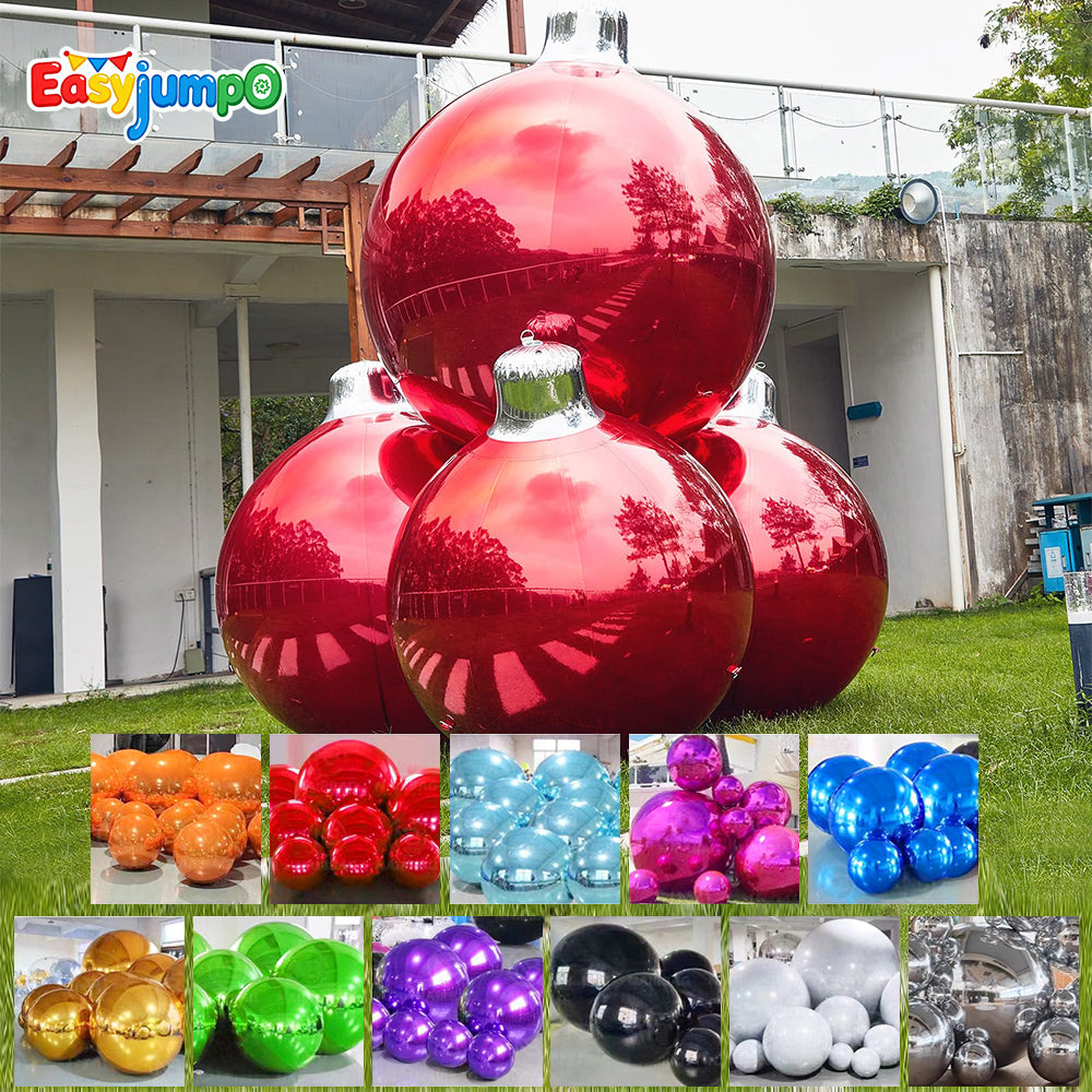 ES-MB003 Red Inflatable Mirror Ball Disco Decoration Blow up Sphere Balloon Big Shinny Christmas Mirror Ball Sphere for Event Party