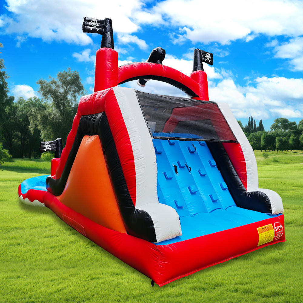 WS-007 Pirate Themed Inflatable Water Slide with Splash Pool Commercial Grade Backyard Party Bounce Slide for Kids