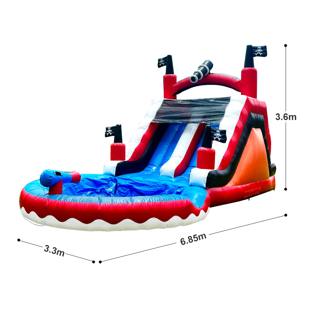 WS-007 Pirate Themed Inflatable Water Slide with Splash Pool Commercial Grade Backyard Party Bounce Slide for Kids