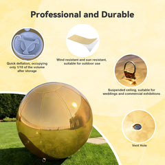 ES-MB010 PVC Mirror Ball Christmas Wedding Party Decor  Gold Big Shiny Waterproof Inflatable Balls Reflective Balloon