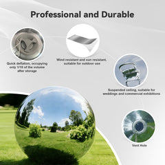 ES-MB009 In Stock Inflatable Metallic Decorative Advertising Hanging Gold Sliver Mirror Pvc Sphere Ball Decoration