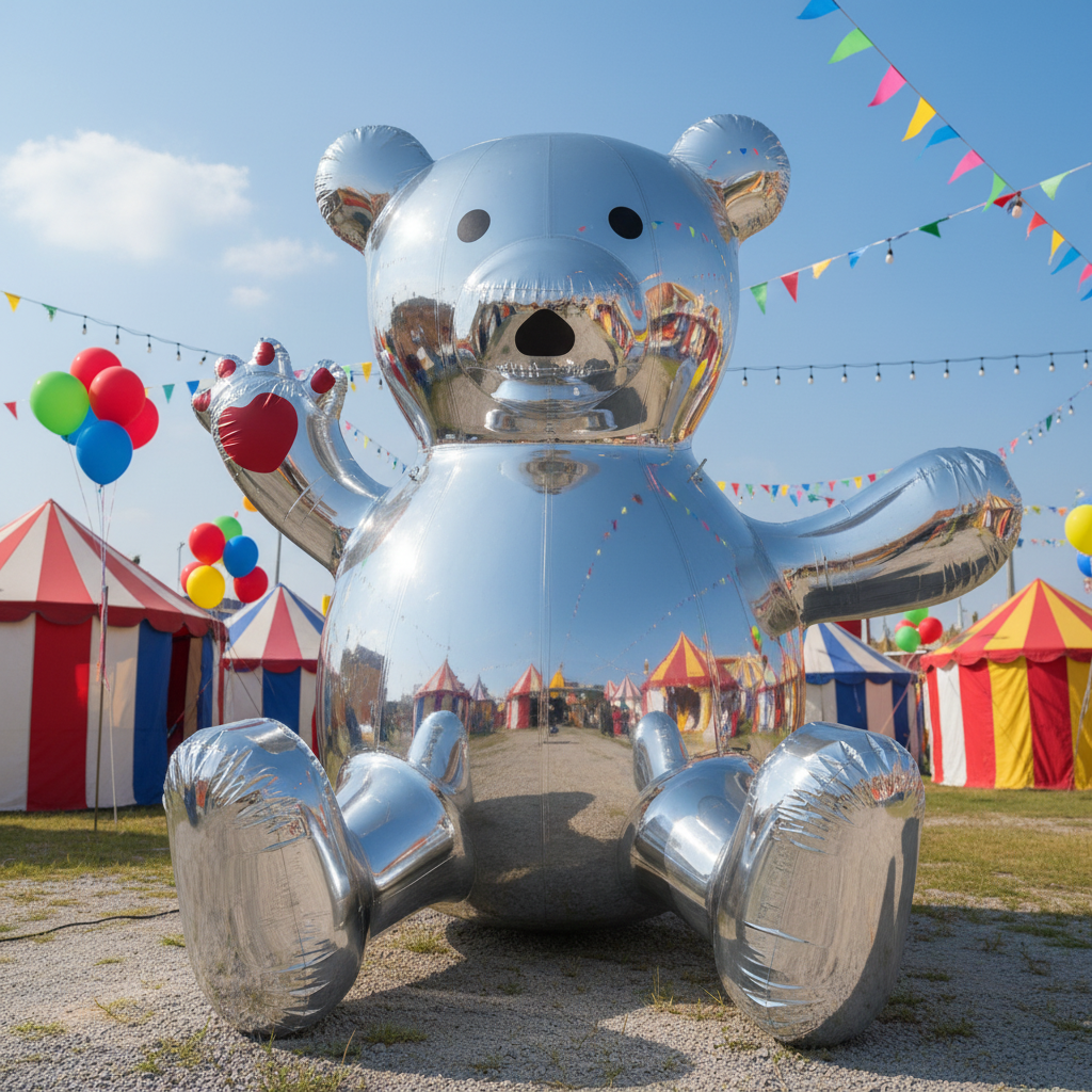 ES-MB007 Event Giant Inflatable Mirror Reflective Teddy Bears Doll Cartoon Model Inflatable Bear for Advertising